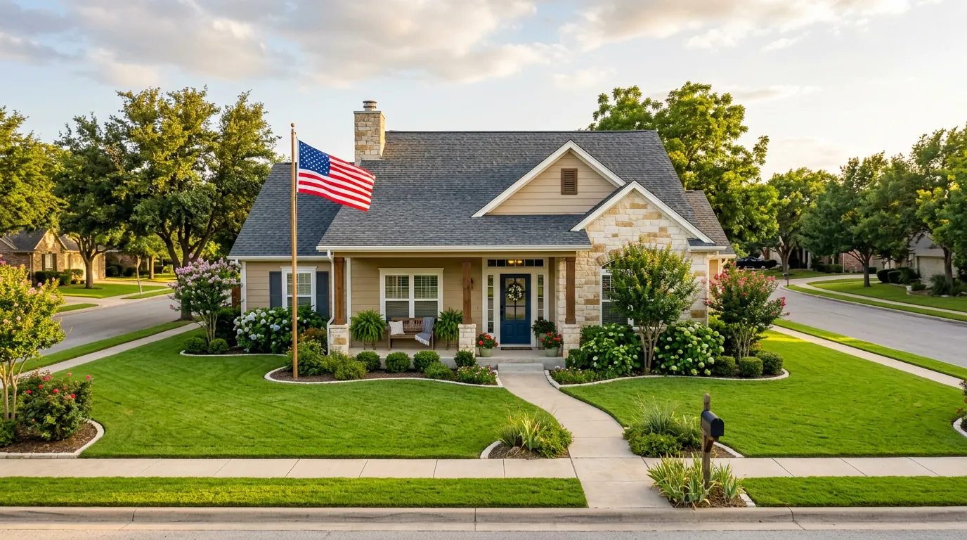 Welcoming Texas residential home with well-maintained roof